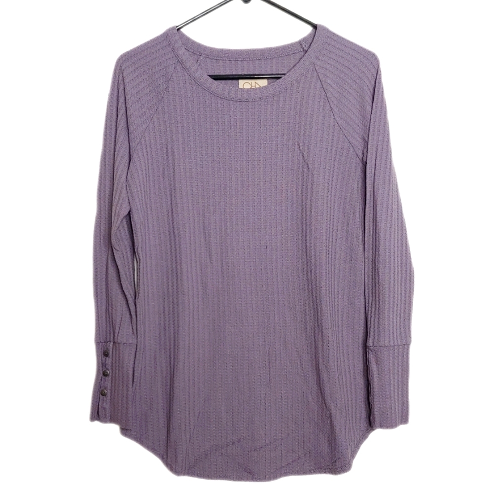 Chaser Scoop Neck Lavender Purple Knit Long Sleeve Outdoor Athletic Top Medium